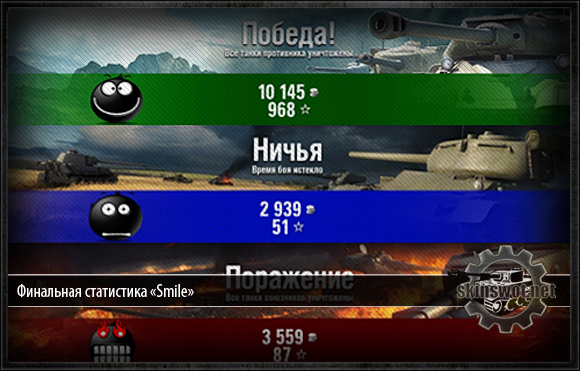 Финальная статистика «Smile» для World of Tanks